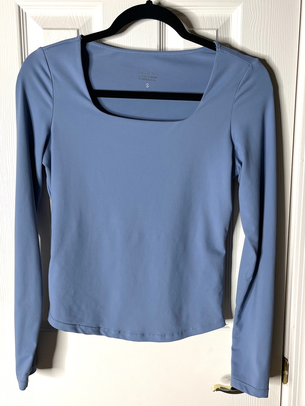 Women's Long Sleeve Square Neck Top in Dusty Blue